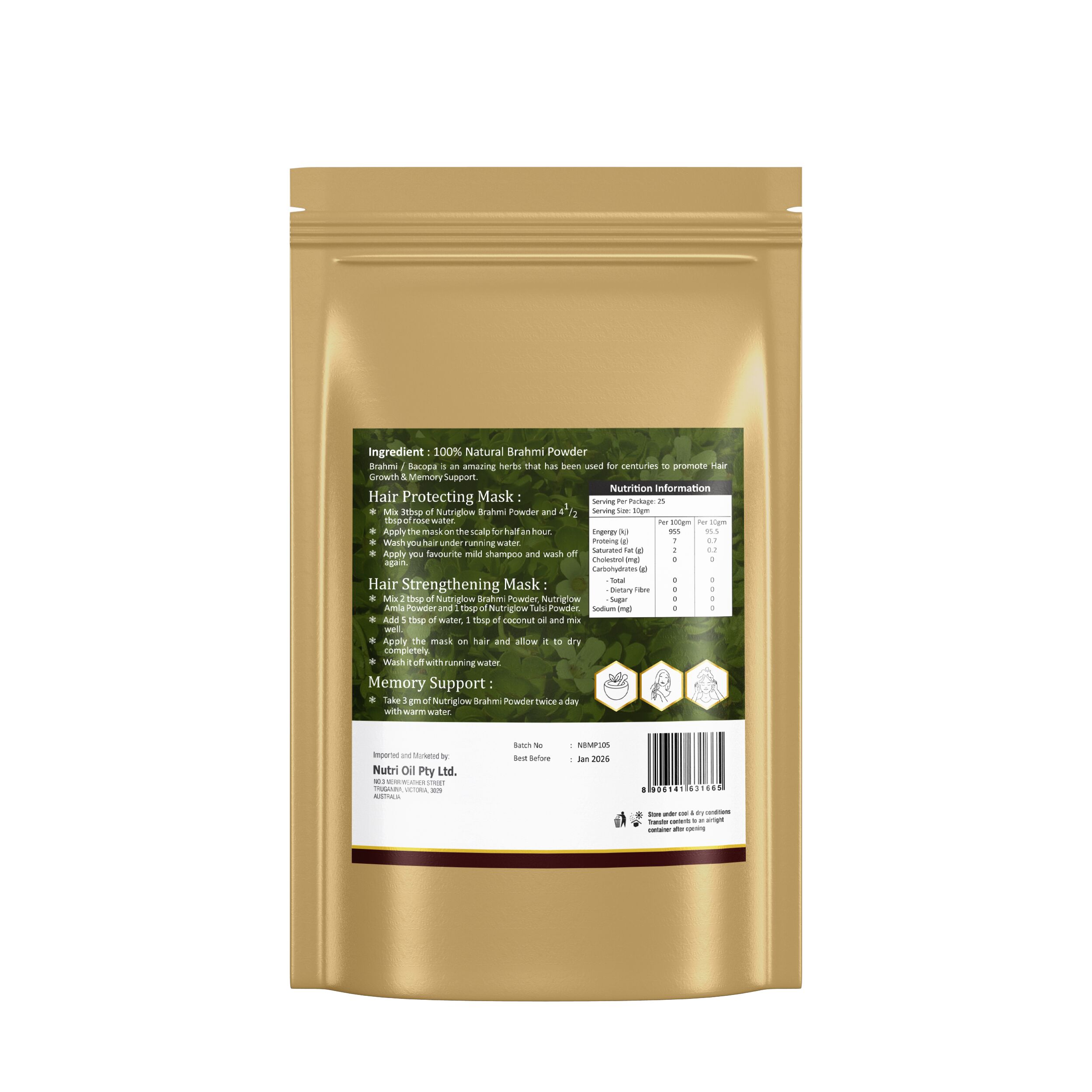 Brahmi Powder 250gms - Nutri Glow